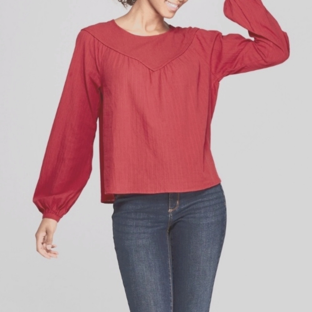 Universal Thread Long Sleeve Yoke Detail Blouse